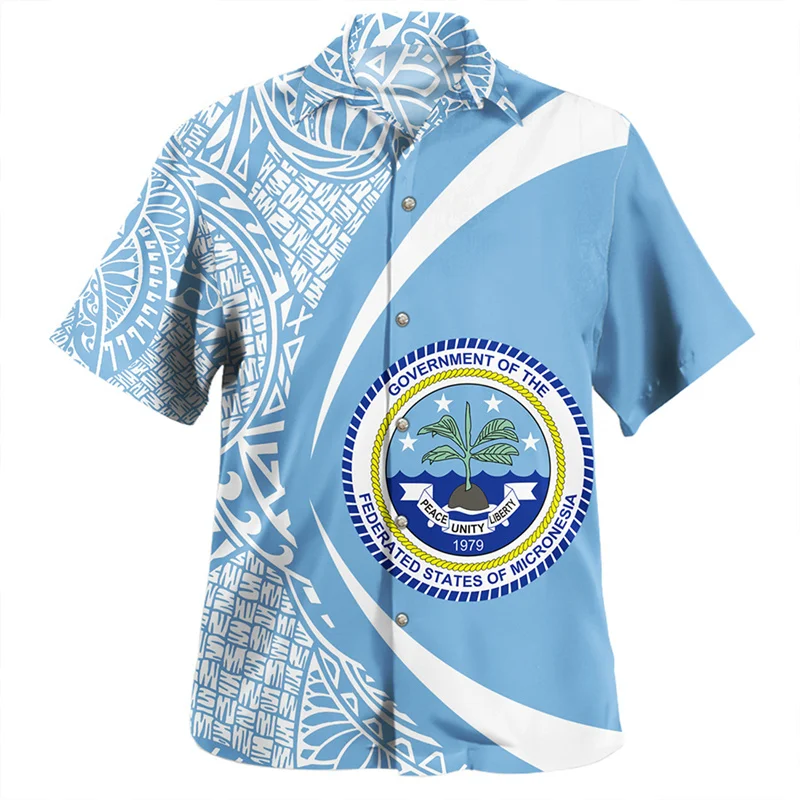 Harajuku Summer 3D Federated States Of Micronesia Flag Tribal Printing Shirts FSM Coat Of Arm Emblem Printing Short Shirts Tops