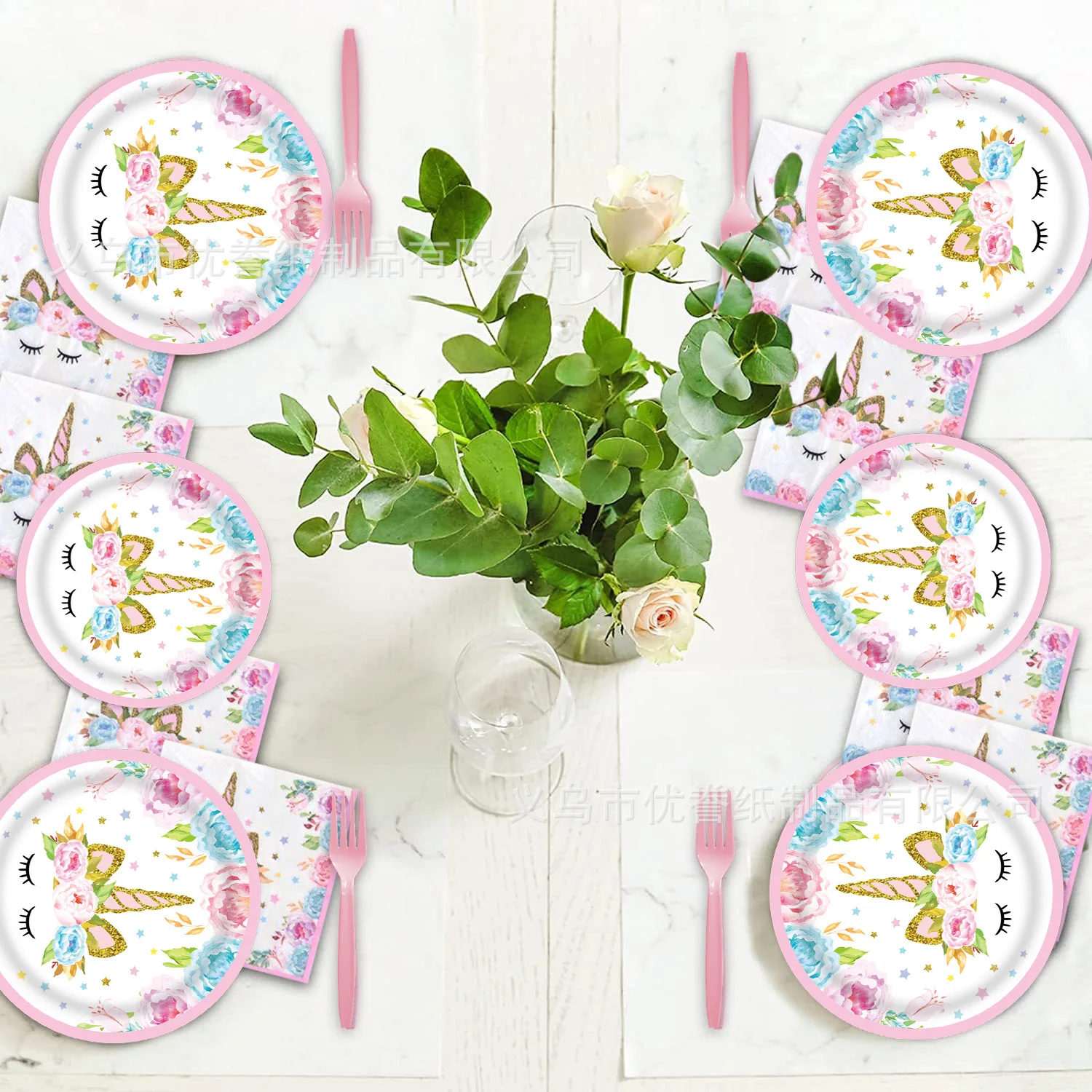 Piatto per feste di compleanno di unicorno per ragazze forniture per feste di unicorno piatto decorazione di compleanno di unicorno per ragazze e Baby Shower