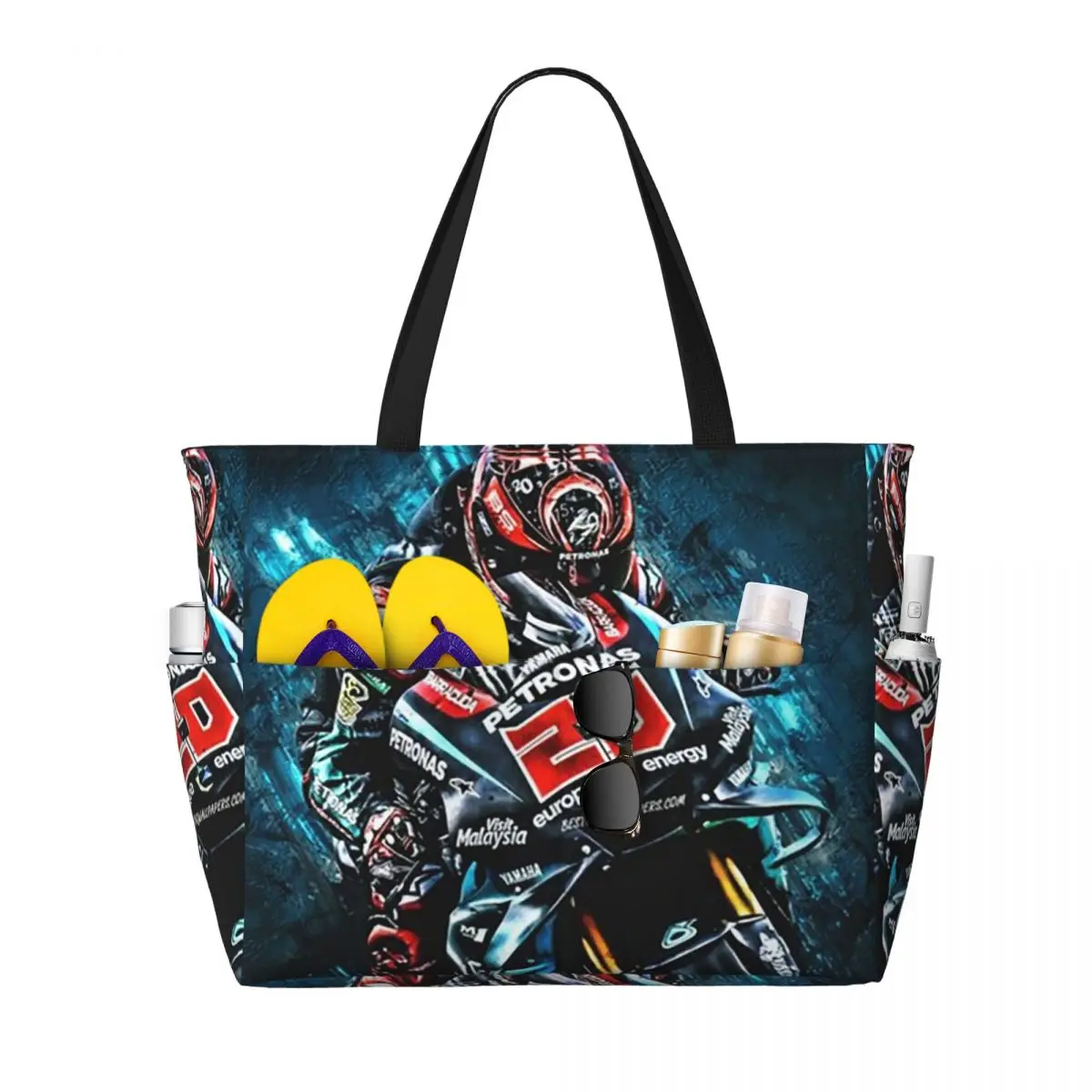

Fabio Quartararo French Motorcycle Racer Beach Tote Bag Sport Gym Yoga Duffle Large Tote Bag Women Travel Bag Fitness bag