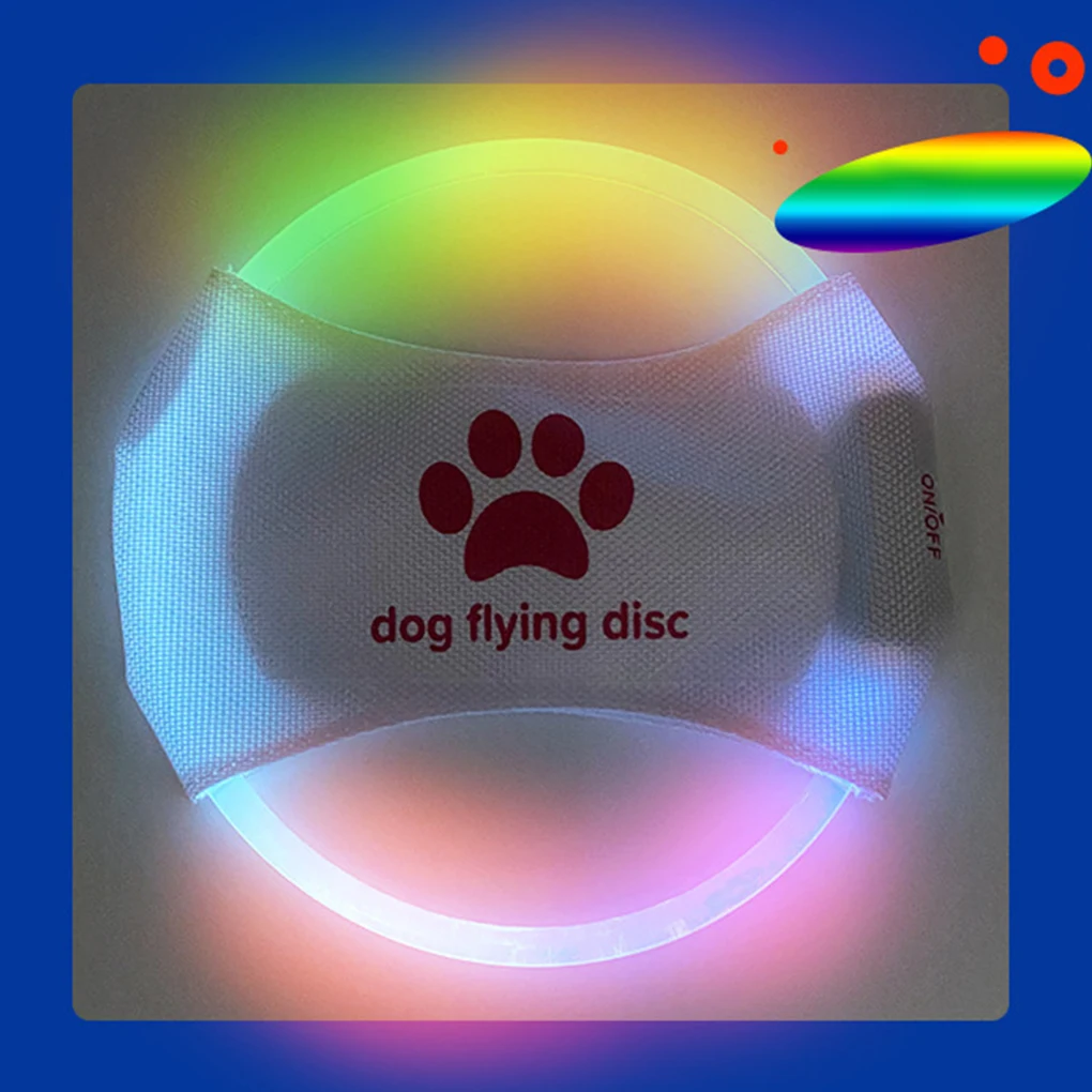 الكلب تحلق أقراص لعبة الكلب كلب الملحقات لعبة أقراص الطيران ضوء متوهجة LED مضيئة التدريب اللعب التفاعلية