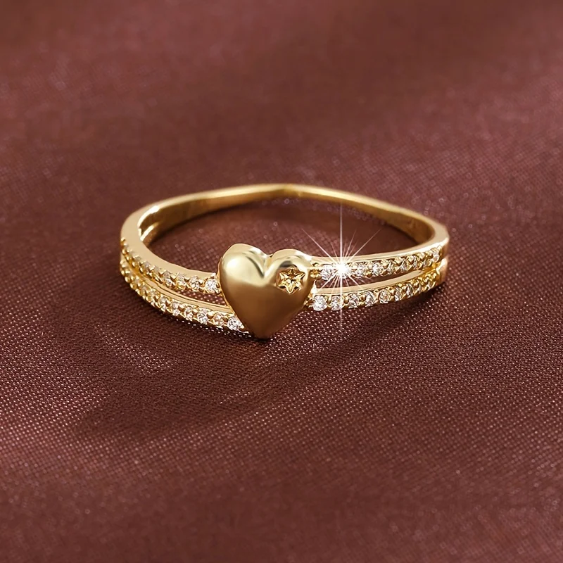 خاتم بتصميم فريد على شكل قلب للنساء هدية للحفلات مجوهرات رومانسية أنيقة للسيدات مع زركونيا توليف