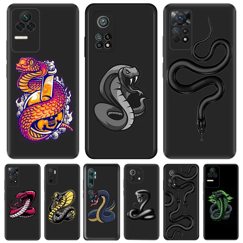 Phone Case for Redmi Note 11 s Pro A1 A2 A3 K40 K50 K60 Xiaomi 11T Lite 14 CC9 C61 Snake Cobra Python Soft Black Silicone Cover