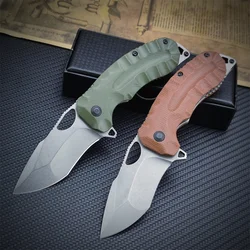 NEW Kiku XR LTE Flipper Pocket Folding Knife CTS-XHP Satin Plain Blade Linen Micarta Handle Tactical Camping Hunting EDC Knives