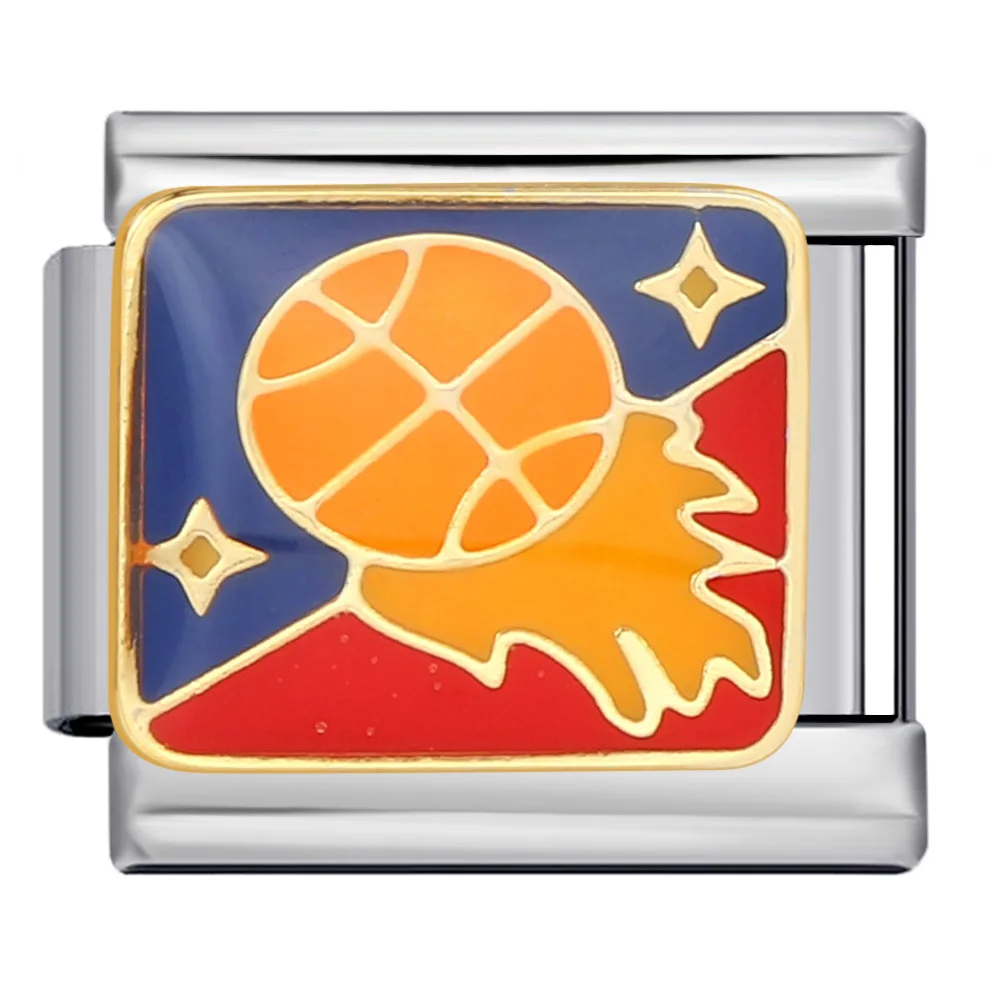 Mode Sport Skifahren Fußball und Basketball Italienisches Charm-Armband Link Fit 9mm Edelstahl DIY Herstellung von Perlen Schmuck – Detail 4