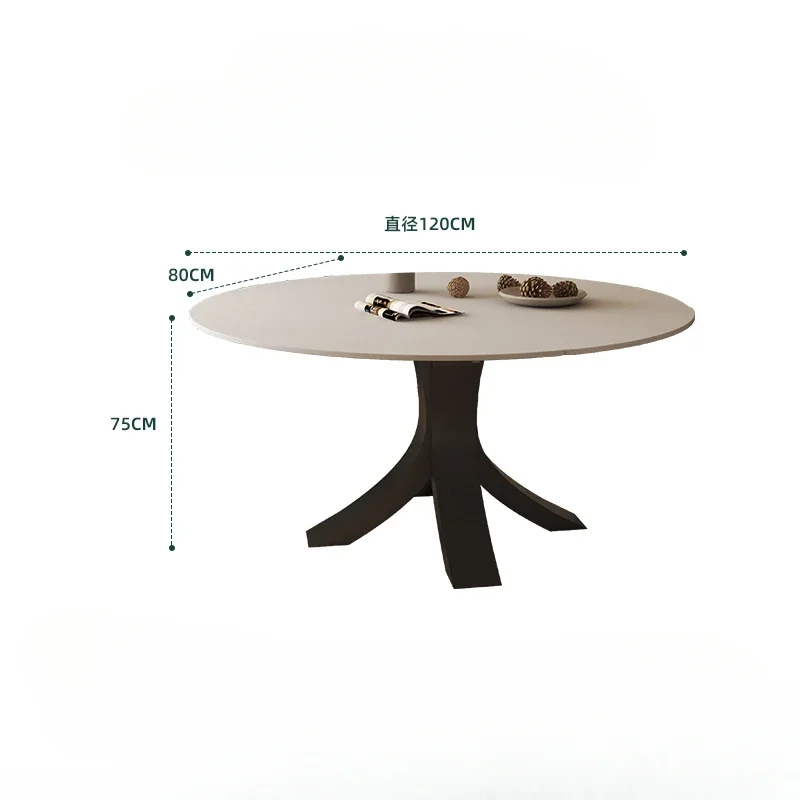 Stone Plate Square round Dual-Use Rotary Multifunctional Solid Wood Round Table