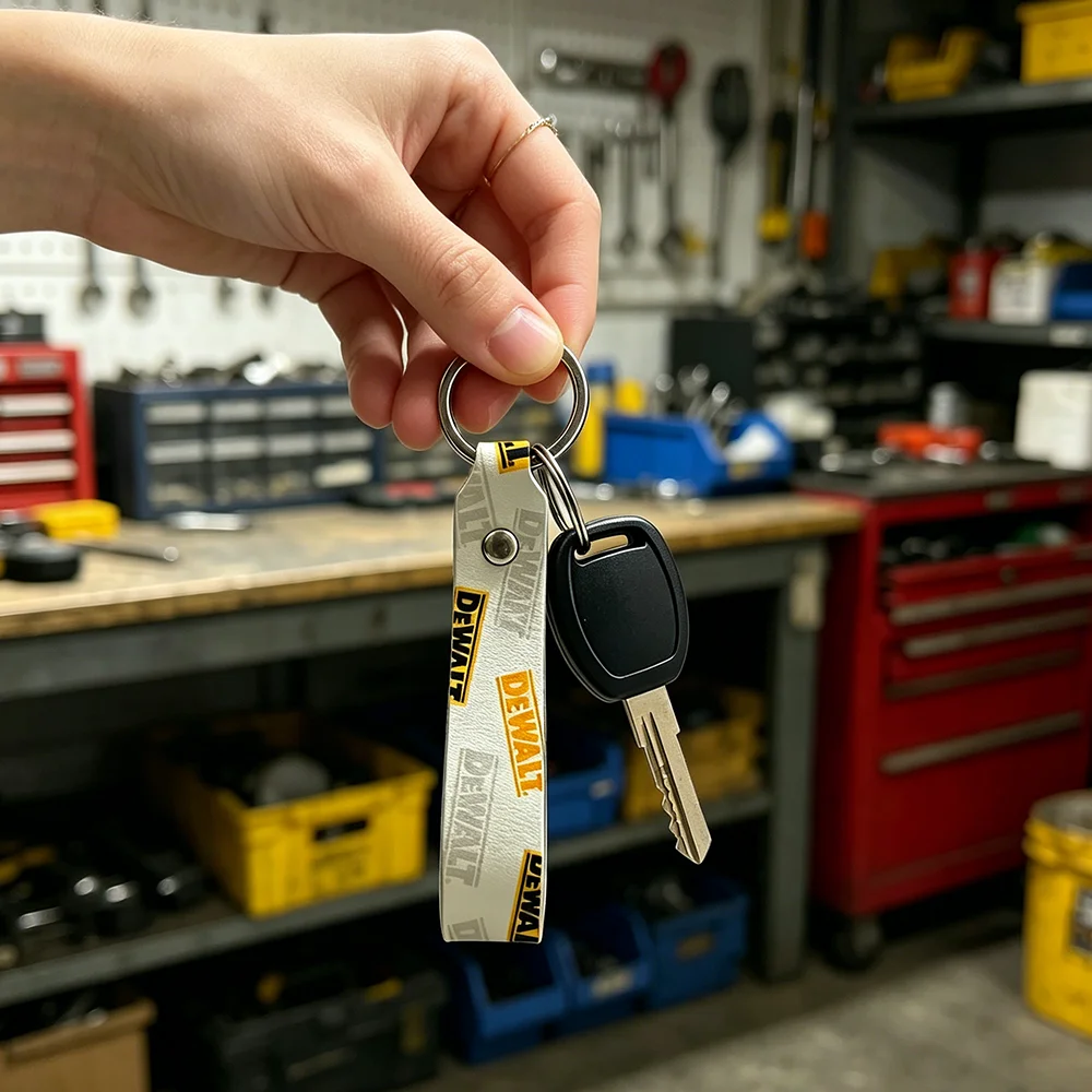 For Dewalt High Quality PU Leather Moto Keychain Vintage Style Key Pendant For Scooter Motocross