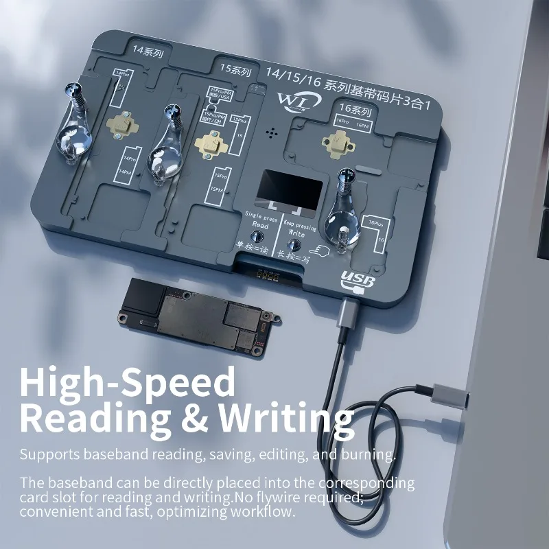 WL High Speed Non Destructive Baseband Chip Testing Fixture for IPhone X To 16 Series Supports Read Write Edit Burn