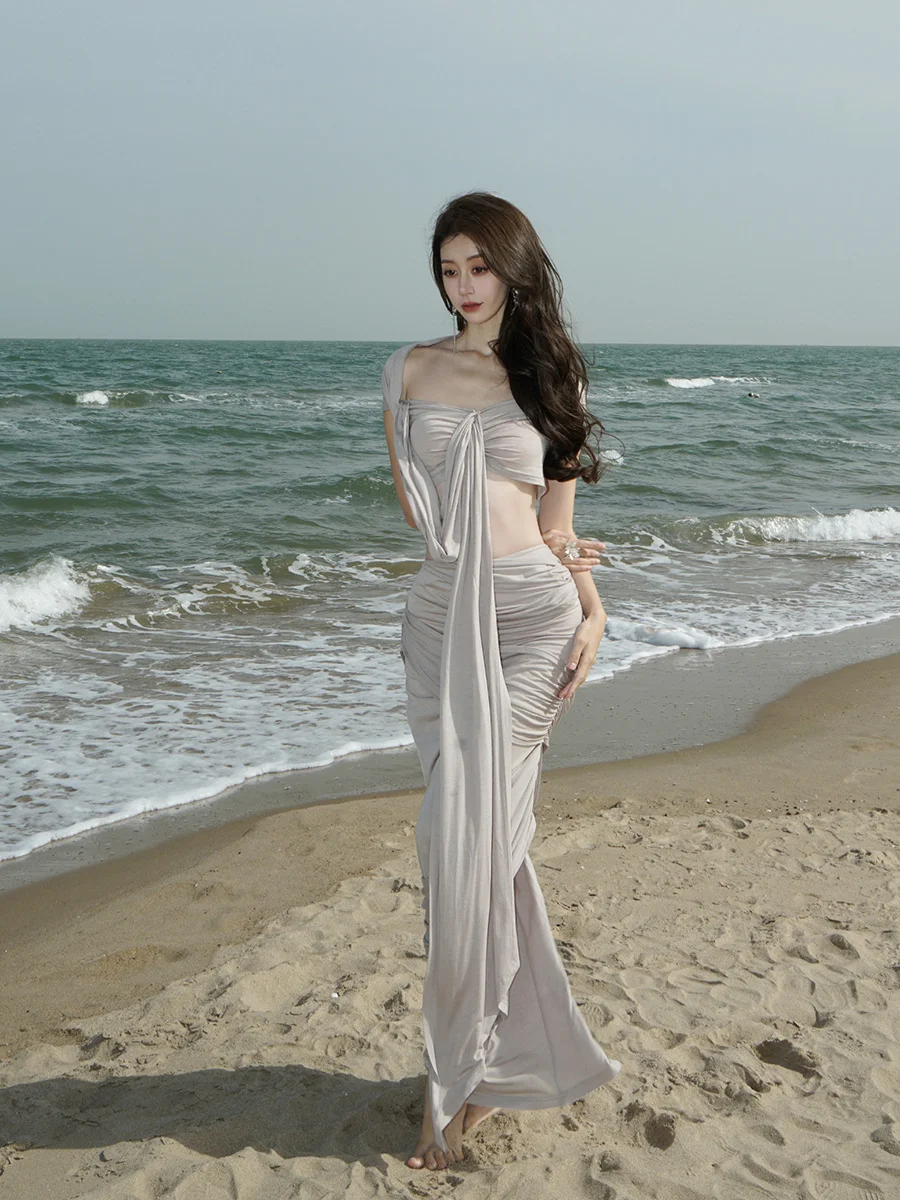 

ONMOON ey Venus Design Kilt f-length Knitted ort-sved Skirt with Sa Summer 2023 Women's Faion Trousers