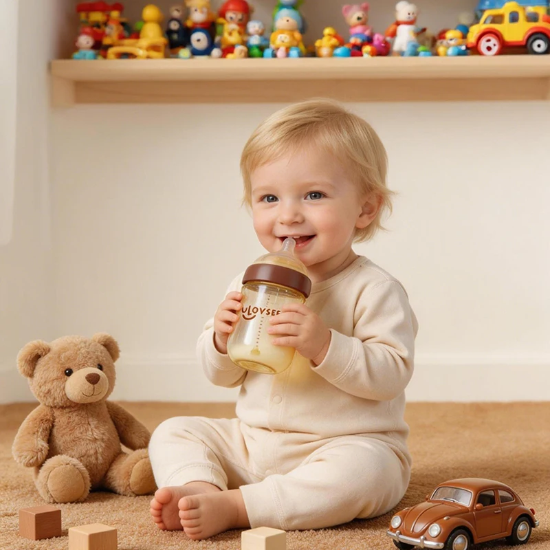 Neue 240ml/160ml PPSU Babyflasche & Sauger, Weithalsflasche mit Luftausgleichsventil am Boden, Hitzebeständige Milchflasche – Detail 4