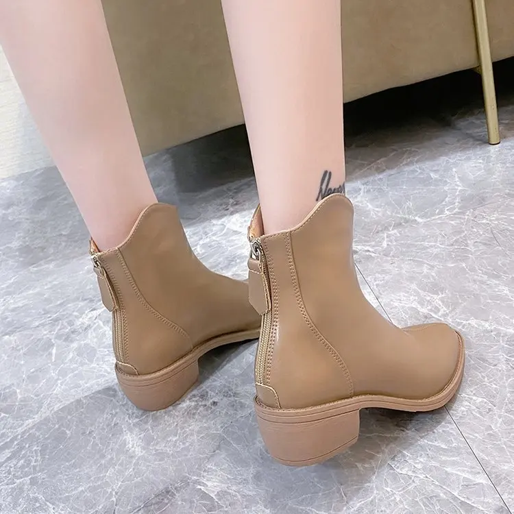 Women's Rubber Boots Zipper Pointe Shoes Winter Footwear Boots-Women Luxury Designer Rain Rock Pointy 2024 Ladies Med Ankle