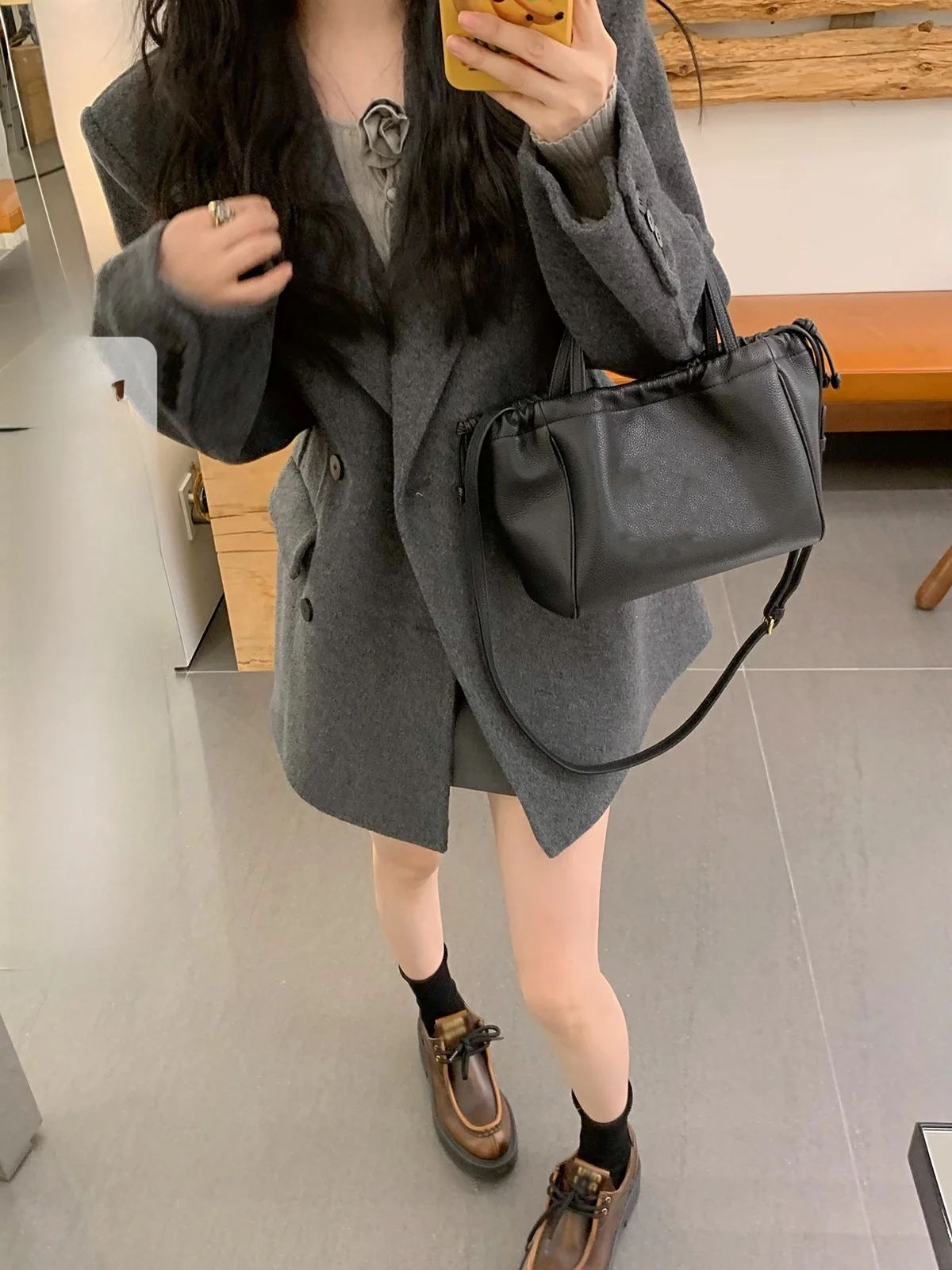 

IUIU ONLINE Утепленный шерстяной пиджак для женщин с эффектом утяжки талии, простой фасон, зимняя модная ветровка для повседневной носки