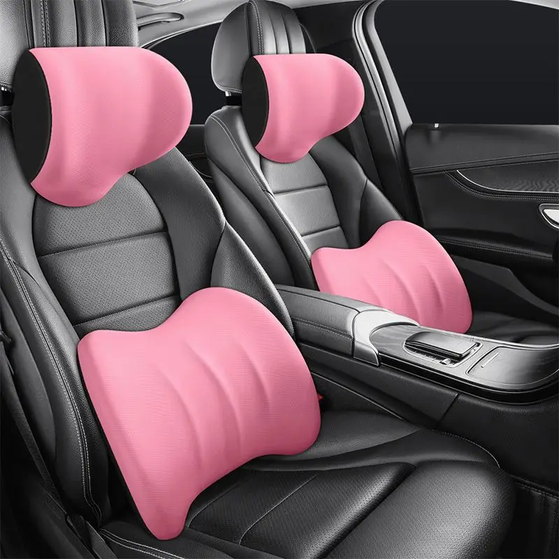 Ergonomic Car Seat Headrest & Lumbar Cushion Memory Foam Car Neck Pillow Protective Lumbar Back Support Breathable Car Headrest