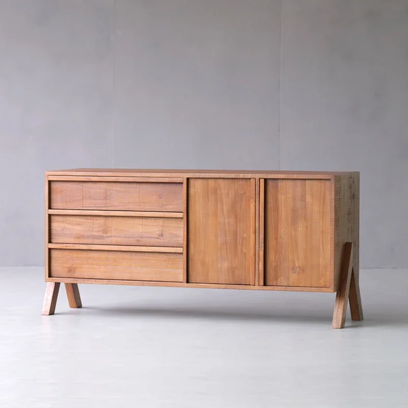 

Шкаф из тикового дерева с тремя ведрами, входной шкаф для гостиной, средневековый шкаф для хранения в спальне, боковой шкаф