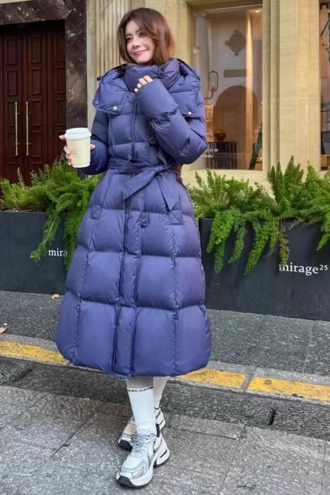 2025 mode femmes doudoune longue banlieue à capuche ample doudoune