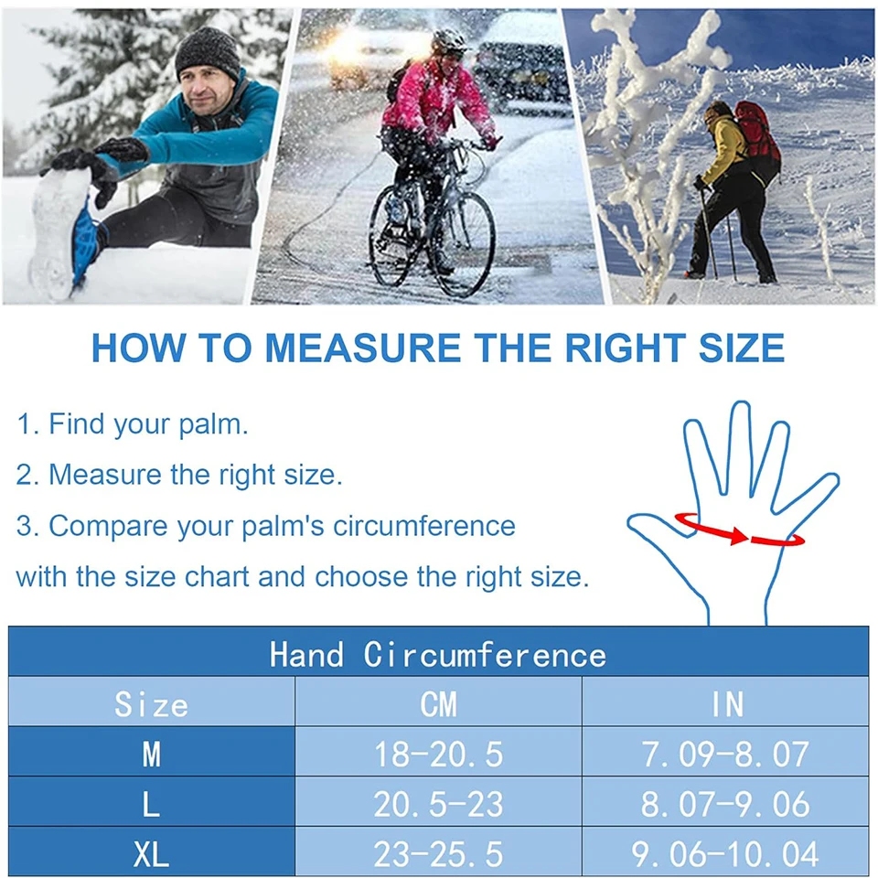 GTUBIKE Winter Gloves for Men & Women,Touchscreen Windproof Thermal Gloves,Water-Resistant Anti-Slip Warm Gloves for Cycling