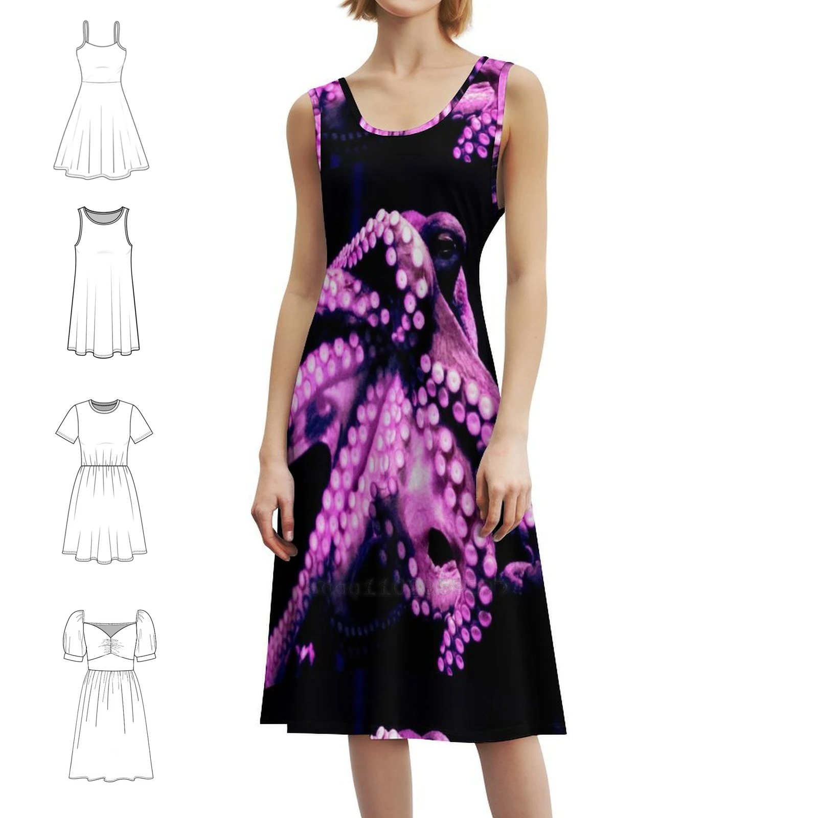 الأخطبوط اللامسة الأسلحة الأرجواني بوهو شيك فستان أنيق موضة شاطئ حفل زفاف ثوب الأخطبوط الأرجواني Sqid مخالب المحيط #1