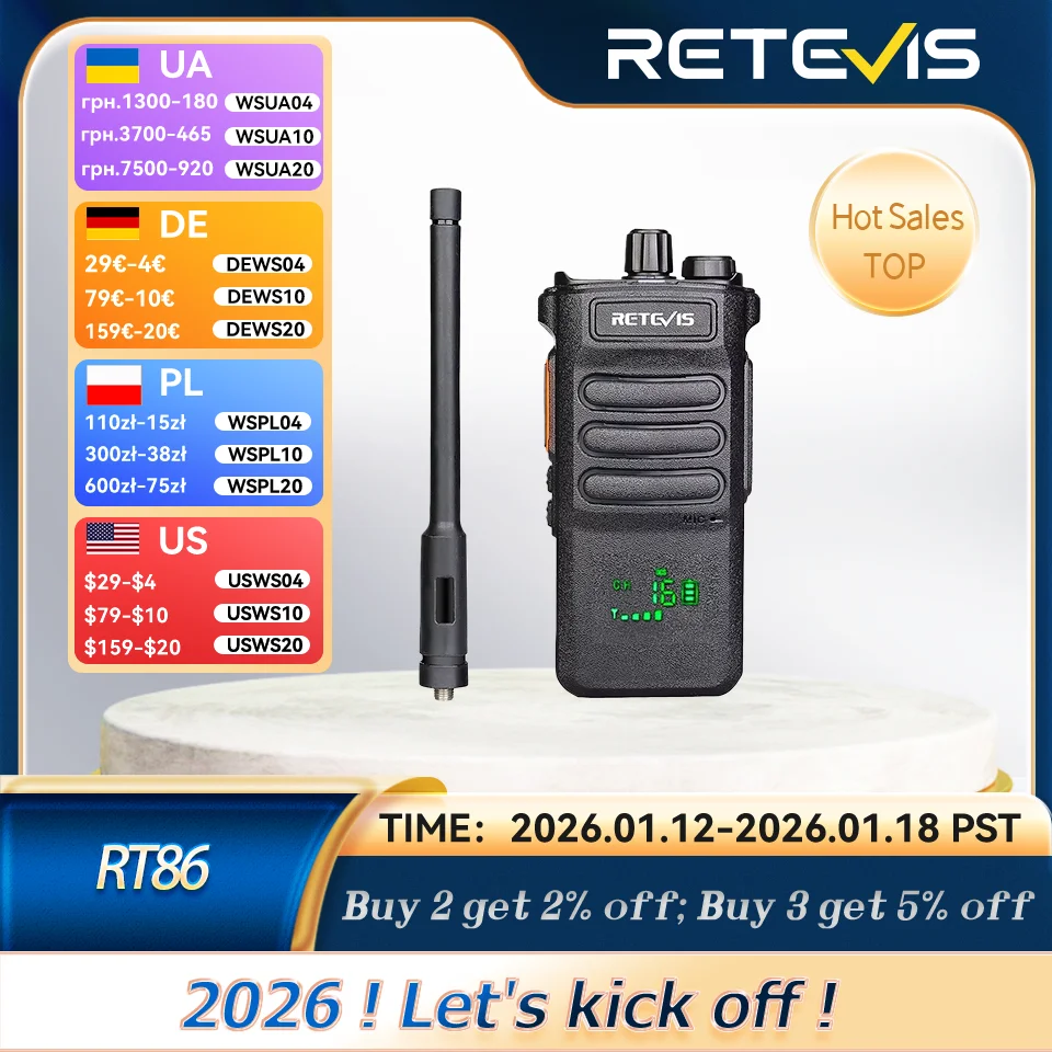 Retevis RT86  Walkie Talkie Professional Two Way Radio Long Range Walkie Talkie  Communication radio for Outdoor Business