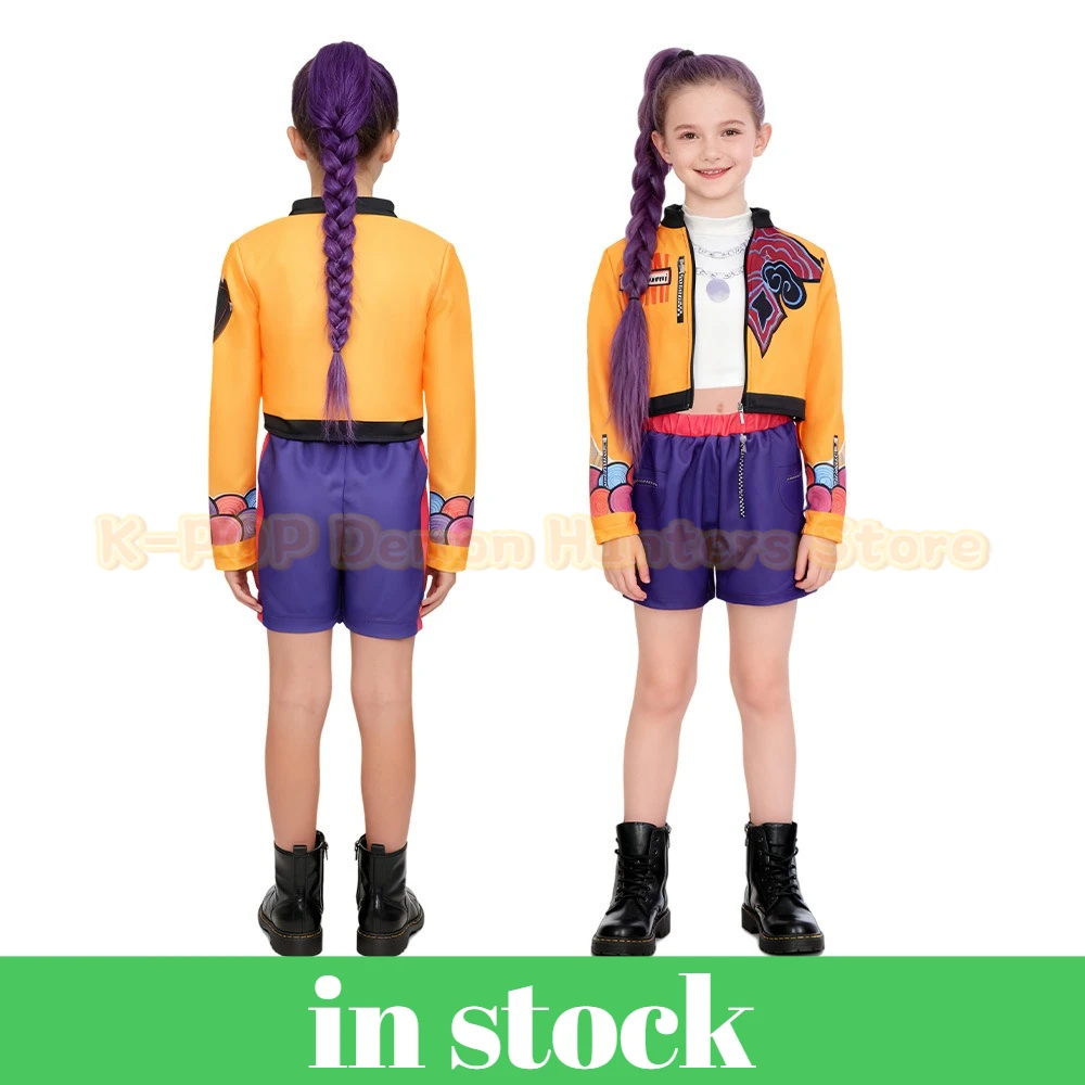 

Anime Adult children's Korea Idol Stage Uniform Kpop Demon Huntrix Rumi Cosplay Kawaii Cute Coat Short Halloween Carnival Outfit