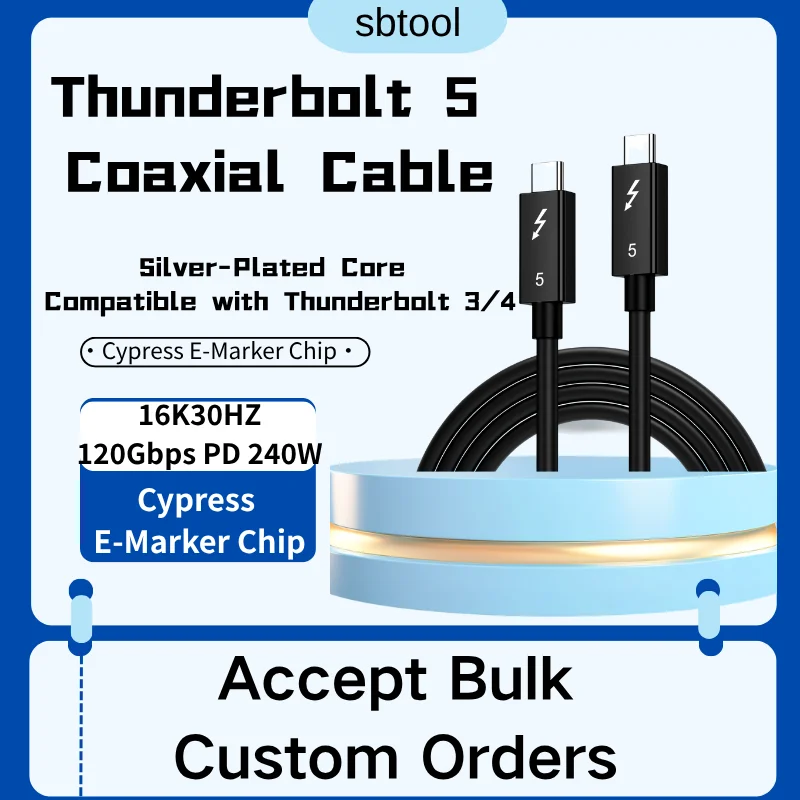 Thunderbolt 5 Full-Function Data Cable 0.5M 1M 2M PD 240w 16