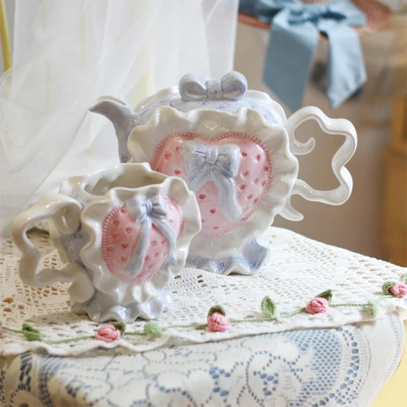 Vintage Valentine's Day cute pink love ceramic cup water cup kettle home gift