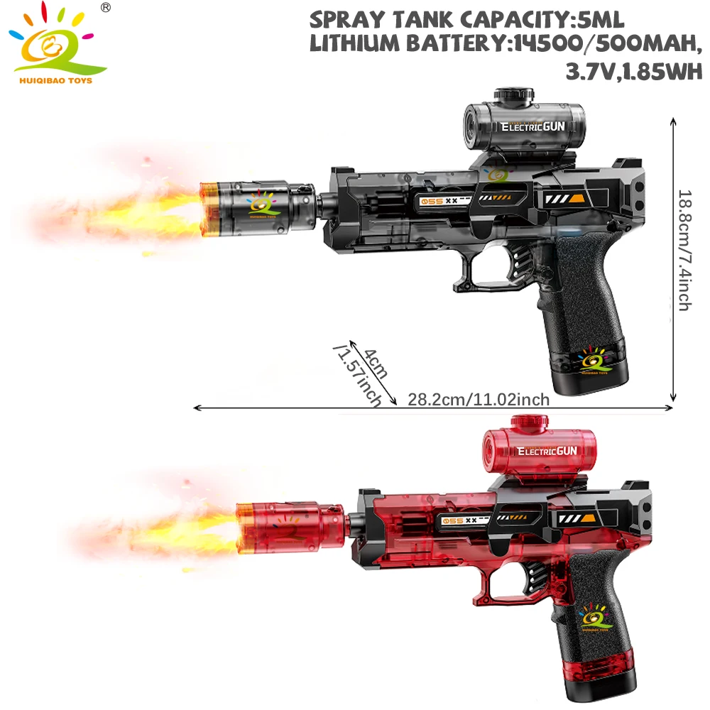 HUIQIBAO-pistola de humo eléctrica totalmente automática, emisor de luz Led, juguetes con Sensor automático, luces, pistola, juguete al aire libre para regalo de adulto