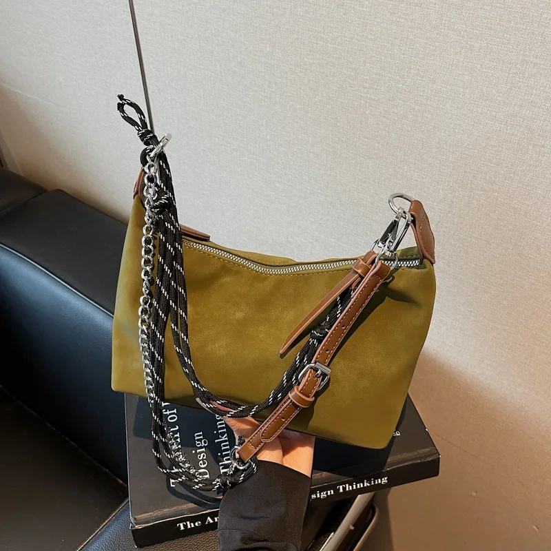 

Матовая сумка в стиле ретро для женщин, 2026, новая цветная сумка для серфинга с веревкой и цепочкой, нишевая сумка через плечо на одно плечо