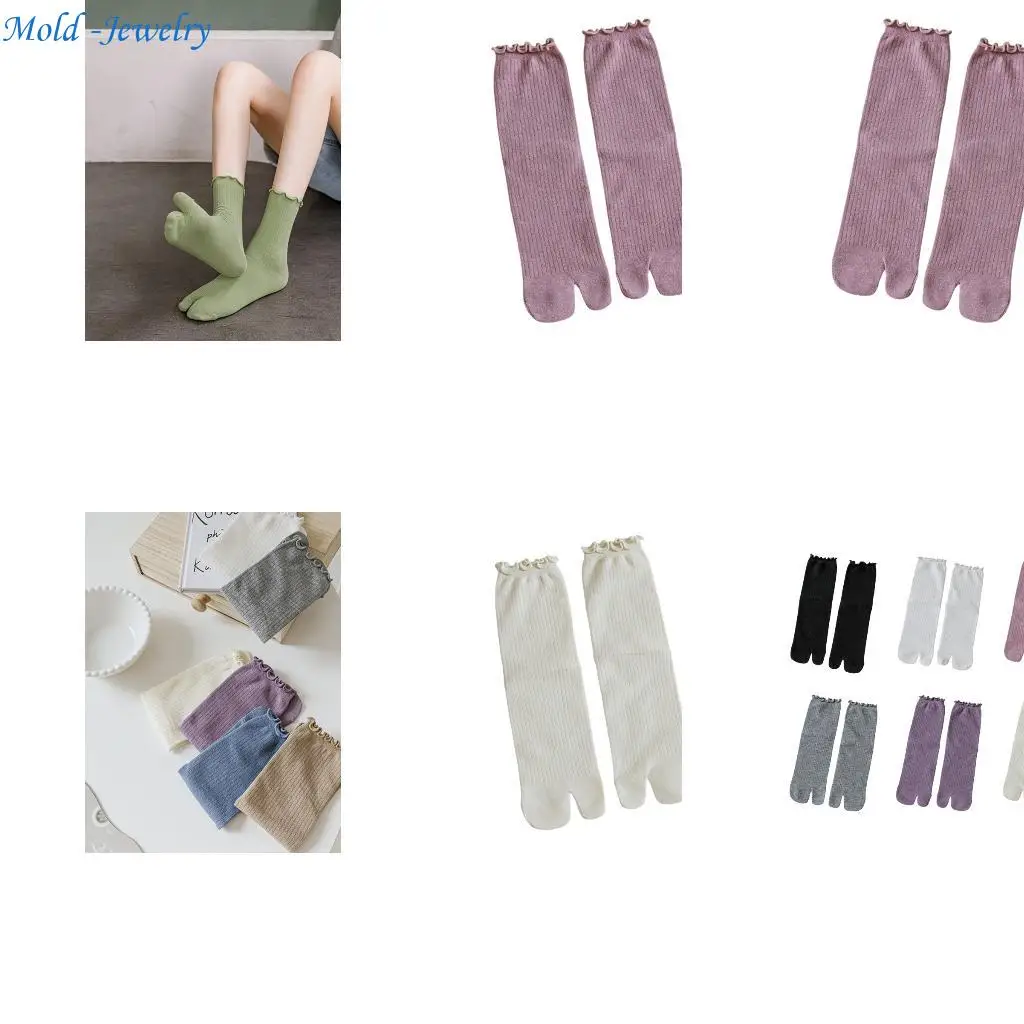 

69HB Tabis Socks Elastic Flop Socks Split Two Toe Socks Ankle Cotton Sandal Matching Socks for Women Frilly Socks