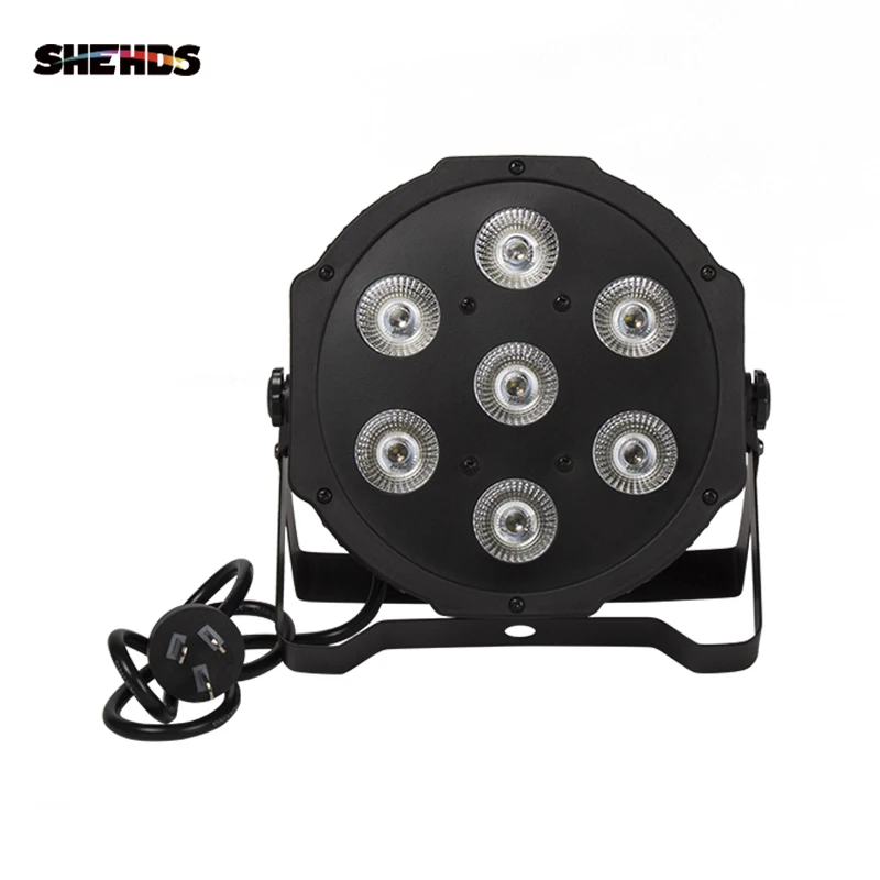 SHEHDS LED 7x12W RGBW Flat Par Light Fixed Plug Ultra-Quiet Fan Family Birthday Party Disco Family Club Stage Effect Light