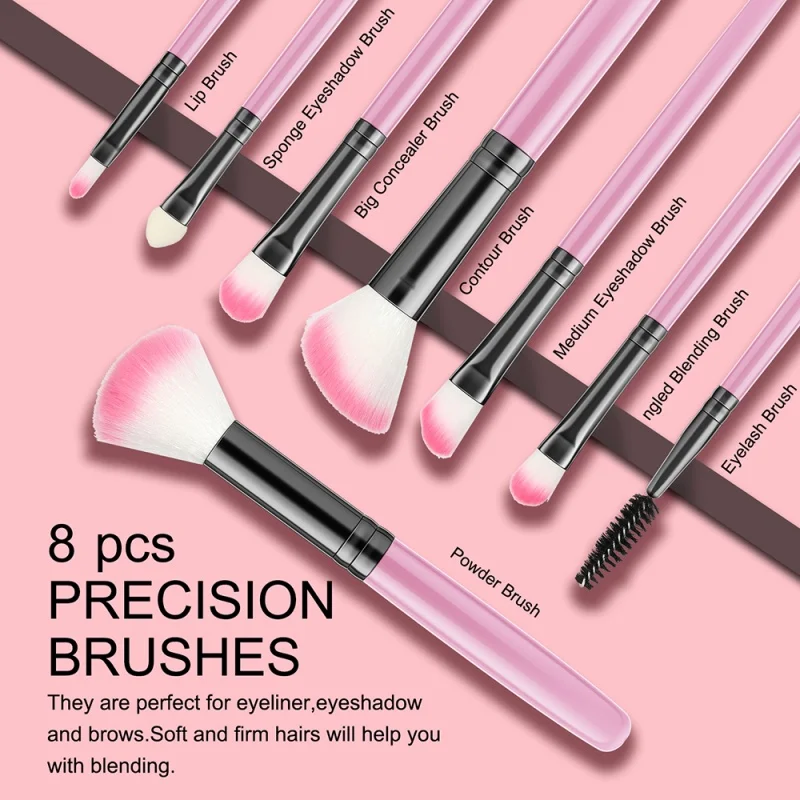 메이크업 브러쉬, 8개 여행용 메이크업 브러쉬 세트 화장품 브러쉬 파운데이션 컨실러 파우더 얼굴 눈 메이크업 브러쉬 키트