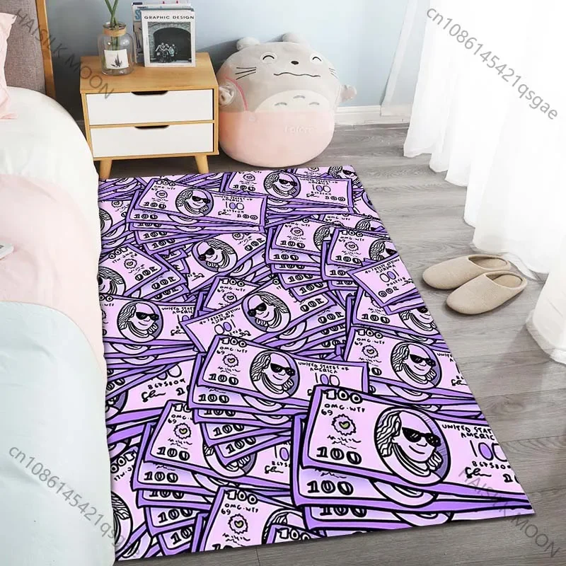

1PC Green Dollar Carpet for Living Room Bedroom Creative Doormat Home Decor Non-slip Floor Mat Modern Carpet Large Size