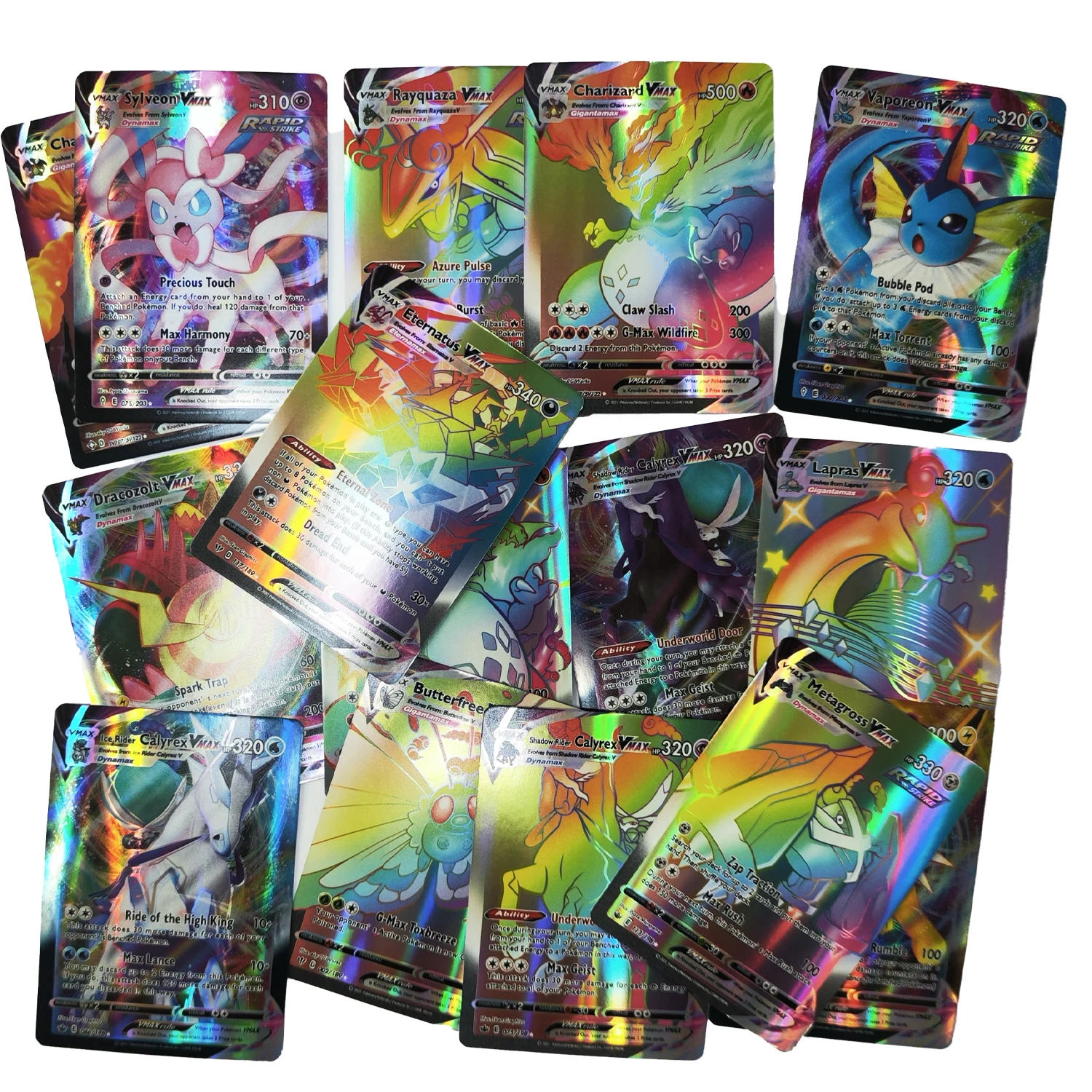 100-200pcs Pokemon Card Not Repeating Flash EX GX VMAX Collection Cards Game Battle Carte Trading Children Toy