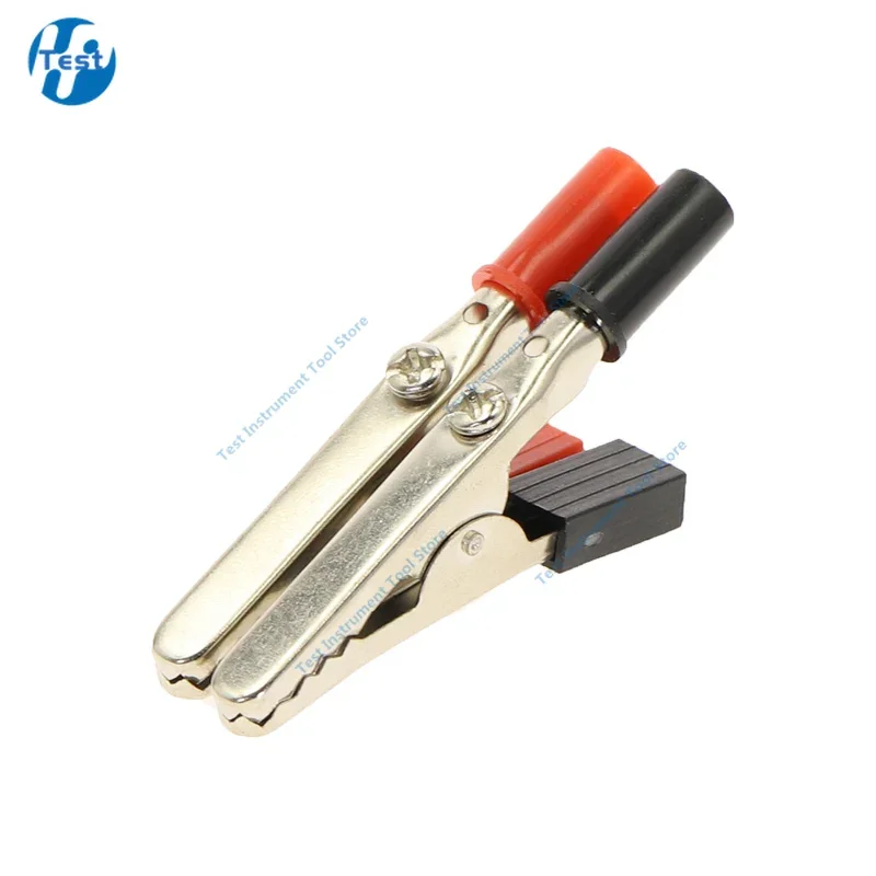 10pcs/lot Insulated Crocodile Clips Plastic Handle Cable Lead Testing Metal Alligator Clips Clamps 52mm Length 15A