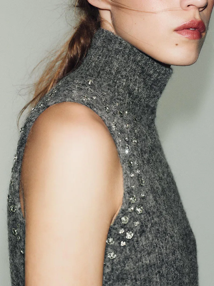 高級婦人服 スウェルビーズトップ 新作 冬コレクション エレガントでファッショナブルなエスニックスタイルの服