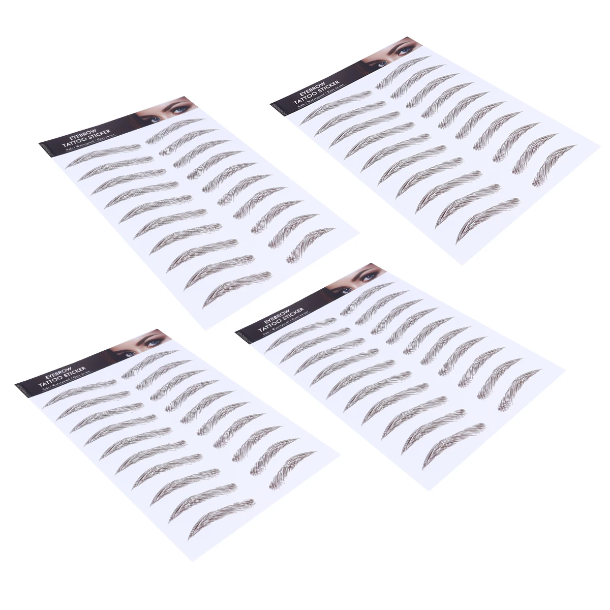 

4pcs Waterproof Pigment Eyebrow Stickers Soy Ink Transfer False Eyebrows Cosmetics 6D Hair Like Brow Shapes Reusable Restick