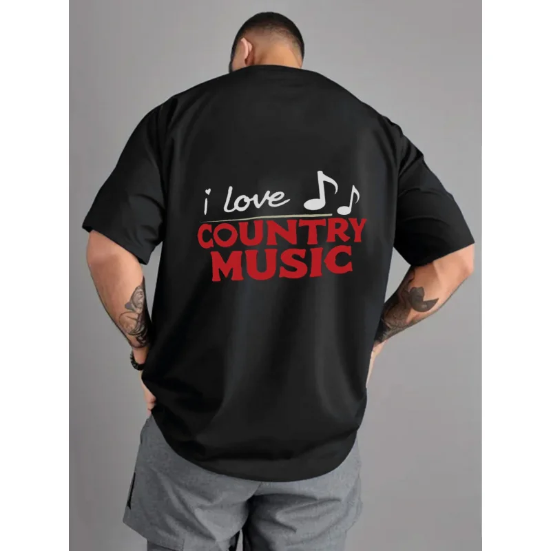 

Мужская футболка черная I Love Country Music с принтом, высококачественный хлопок, 180 г, повседневная одежда для любителей музыки