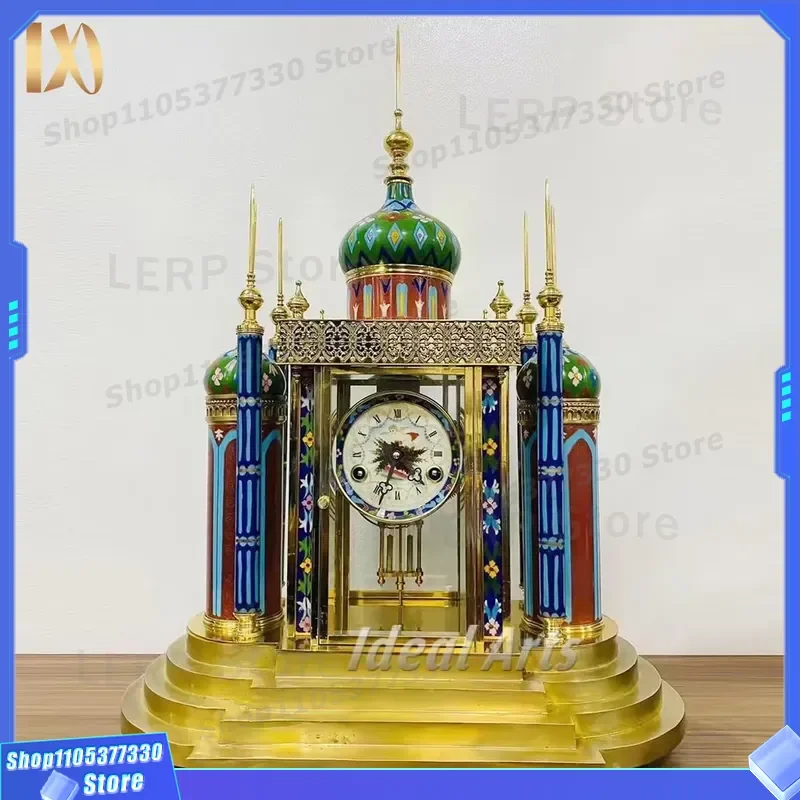 Vintage Bronze Metal Table Clock Luxury Retro Design Home Decoration Desktop Alarm Clock Classic Antique Style Ornament for