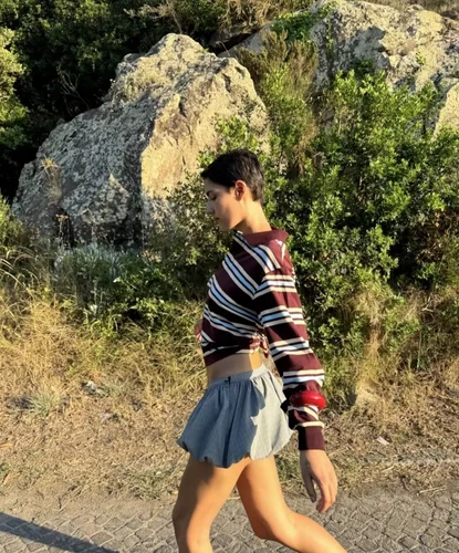 Imagen 2 del producto 2025 camisas Polo de verano para Mujer, Top corto de manga larga, ropa Vintage a rayas, Polos para Mujer, ropa de calle, Tops informales marrones