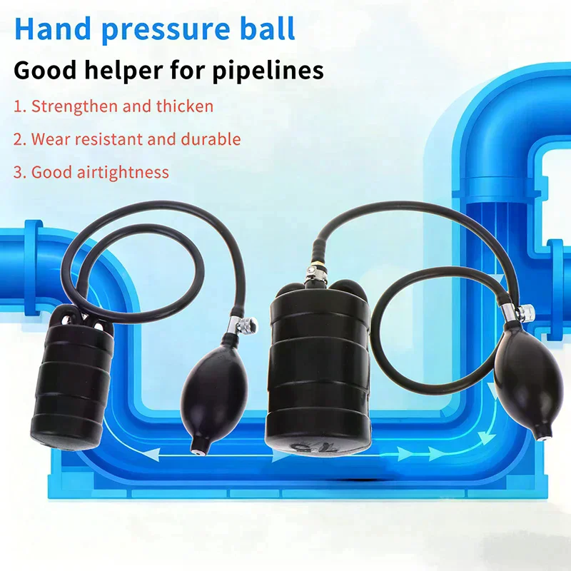 Pipe Natural Rubber Drain Air Bag Inflatable Bung Stop Plug Block Hand-operated Gasbag DN 100/75/50mm
