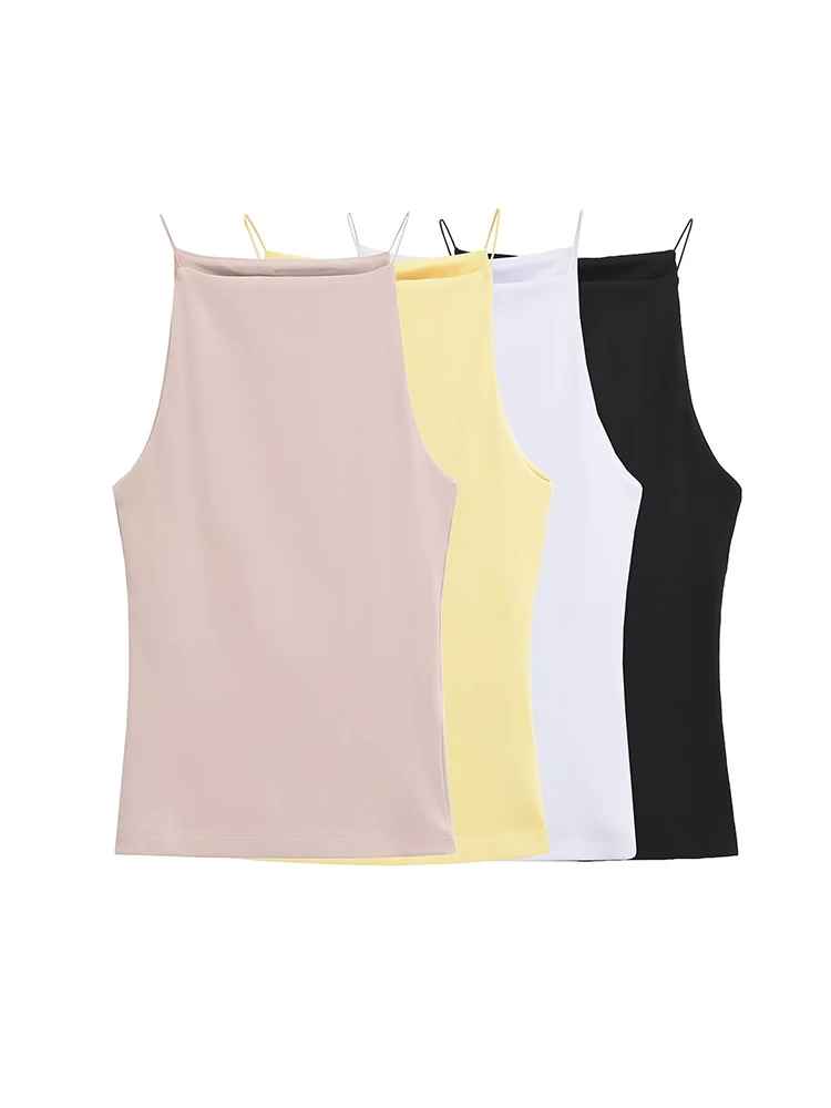 Willshela Women Fashion Solid Basic Loose Camisole Vintage Thin Straps O-Neck Sleeveless Female Chic Lady Tops