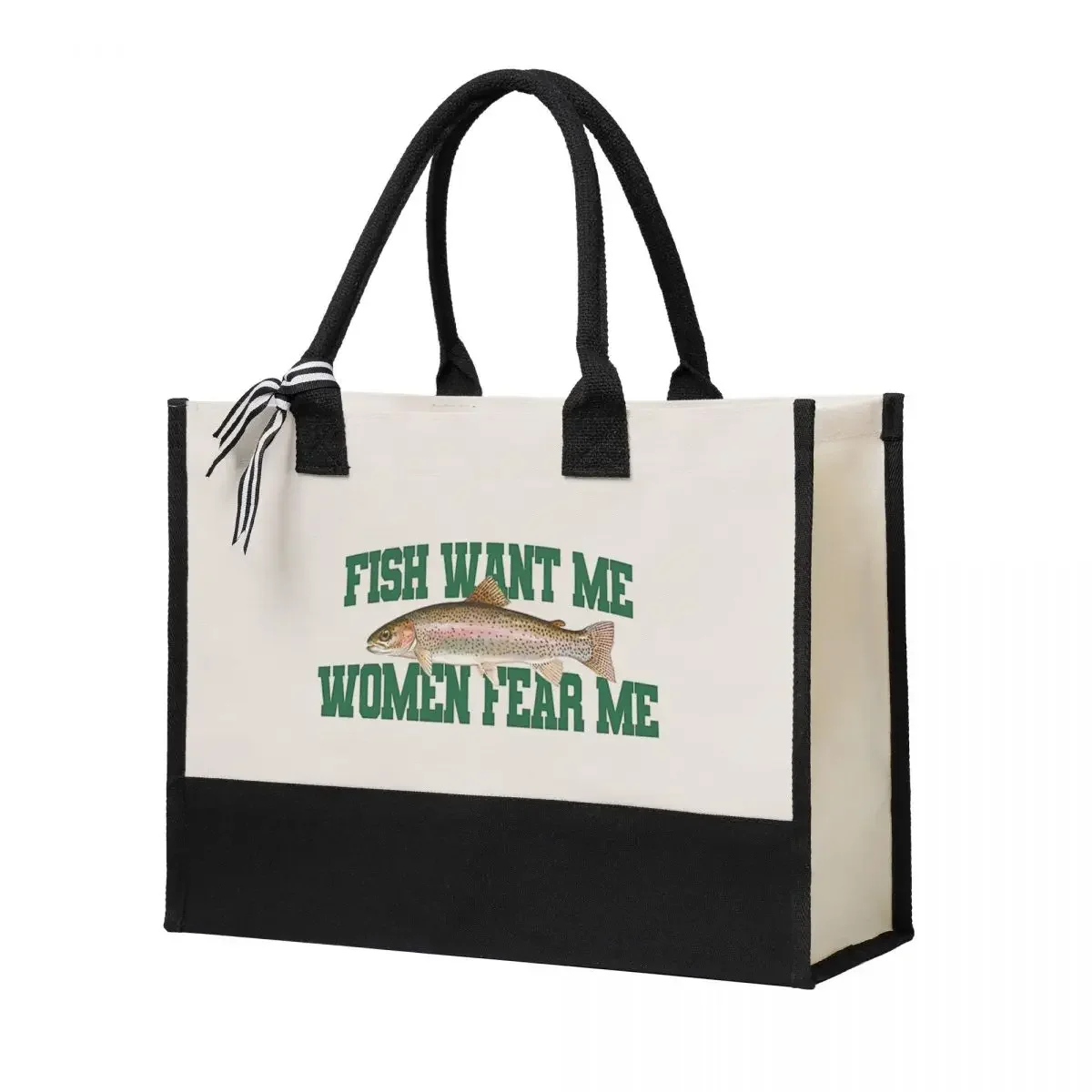 

Fish Want Me Women Fear Me Canvas Bag Shopping Bag Wedding Decoration Travel Wedding Bag best wedding gift