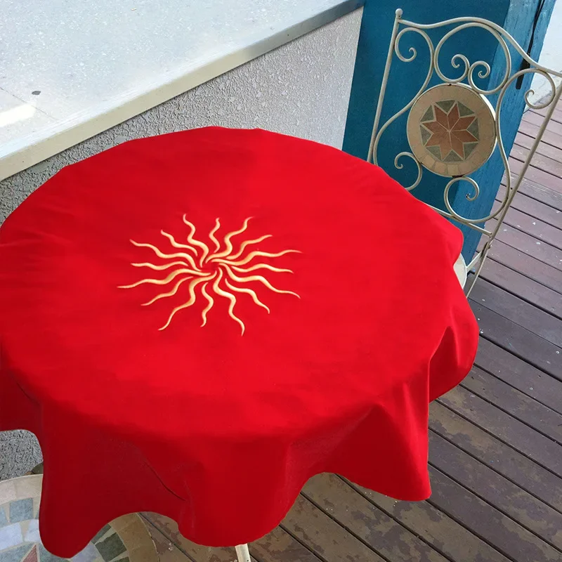 Toalha de mesa de tarô, toalha, wicca, sol, pentagrama, jogo de tabuleiro, tapete, acessórios, bordados, 70x70cm