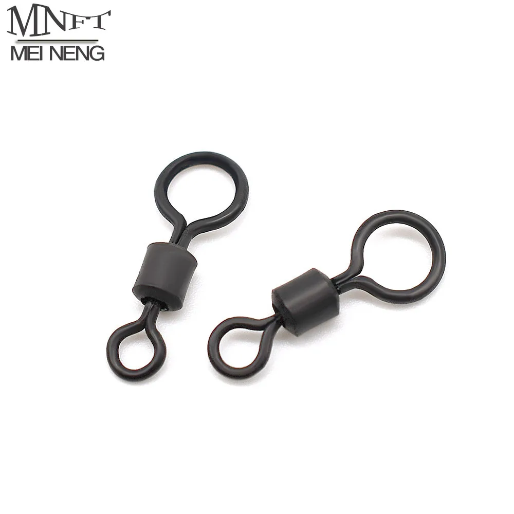 

MNFT 25Pcs/Lot #4-L Carp Fishing Large Eyes Rolling Swivels Matt Black Big Eye Terminal Tackle for Helicopter Rig