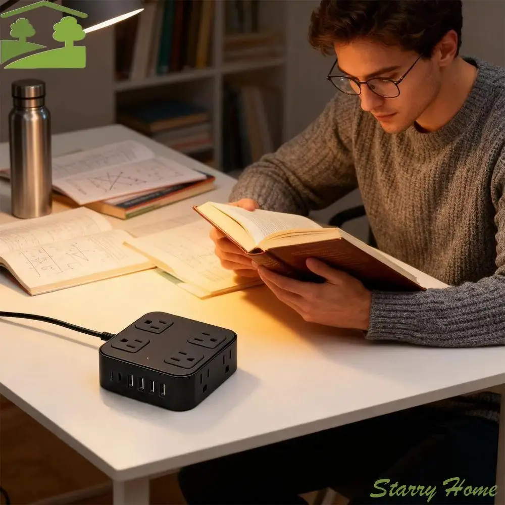 

Flat Plug USB Ports Plug Strip 6 USB Ports 8 AC Outlets Extender with Cable Extender US Standard Socket Strip