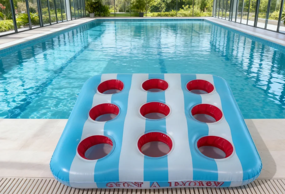 Durable Multi-Hole PVC Inflatable Ice Bar, Portable Pool Float Drink Holder for Summer Party and Water Activities