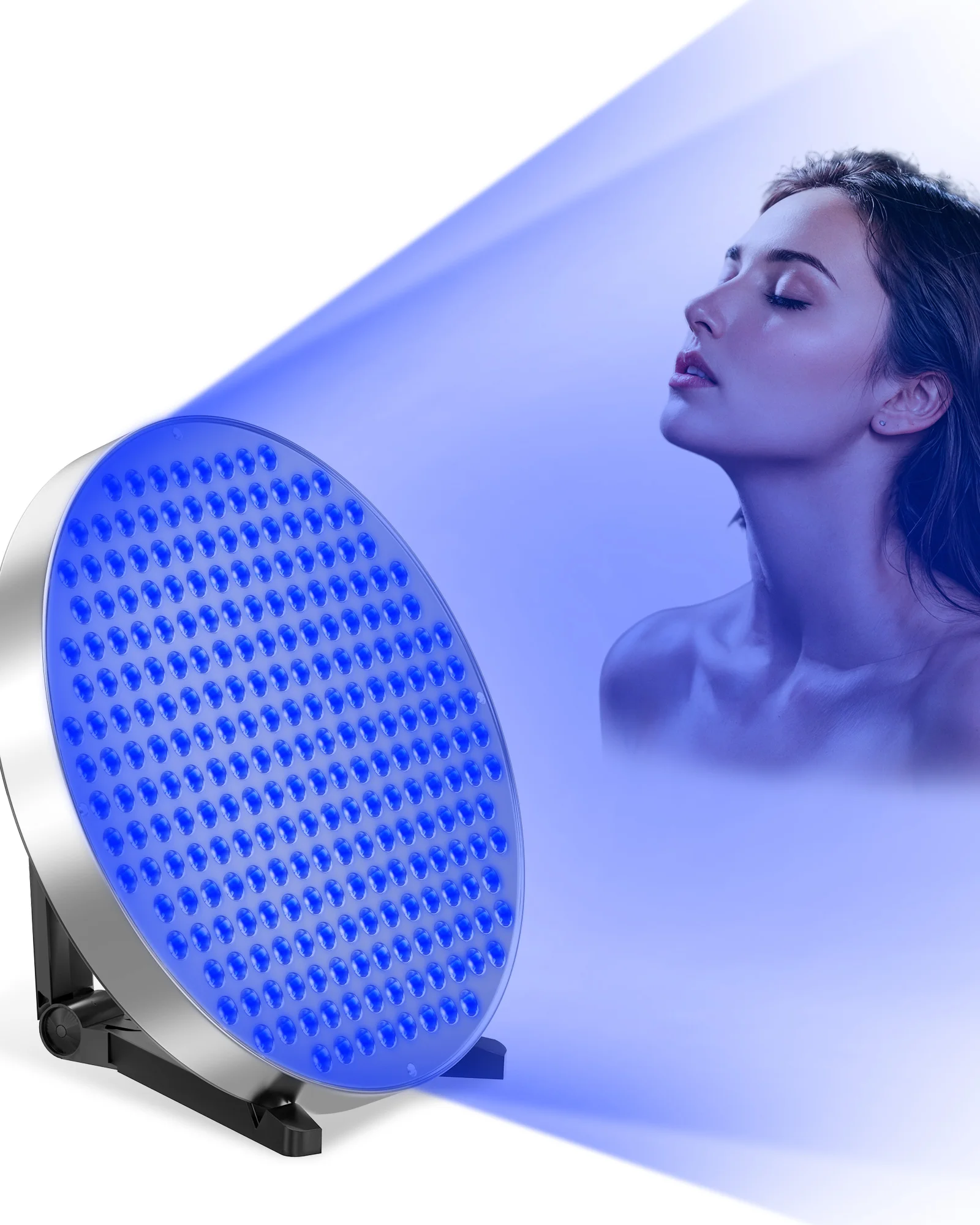 

50W Tanning Lamp for Home Round Tanning Lamp with 250PCS Blue light 460nm Foldable Adjustable Stand and Hanging Hooks