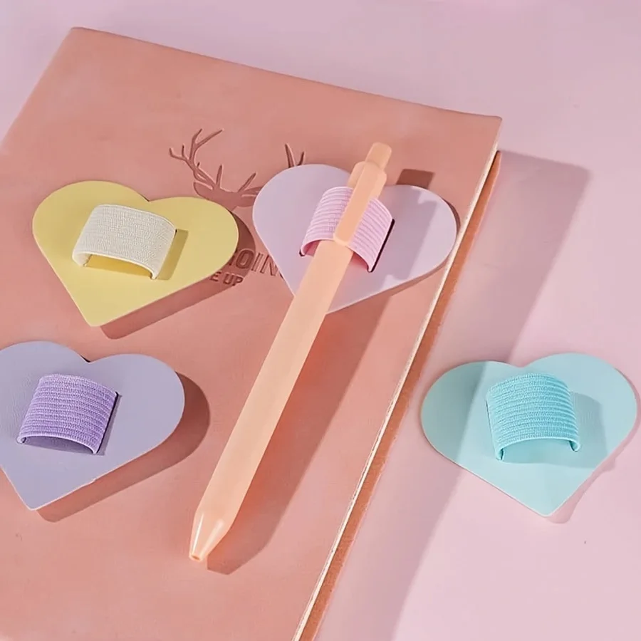 Picture 3: 4pcs Creative Minimalist Practical Self-adhesive Pen Holder With A Heart-shaped Design For Notebooks, Tablets, And Loose-leaf Pe