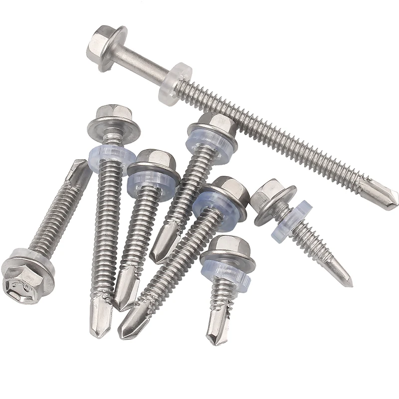 10/20/30pcs Stainless Steel Washer Head External Hex Hexagon Self Drilling Tapping Screw Bolt Assortment Kit 4.2mm to 6.3mm