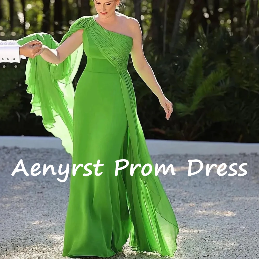 Aenyrst-Robes de soirée en mousseline de soie plissées, robe de Rhsirène, longueur au sol, fête, quelle que soit la longue, vert