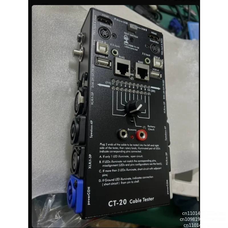 CT-20 multi-functional cable tester; audio cable, XLR signal cable tester; HDMI cable tester.