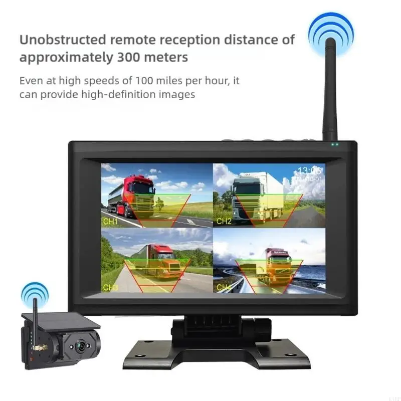 Radiowa kamera rezerwowa na energię słoneczną 1080P 720P Wyświetlacz z siedmioma stopami Nocturnalvision IP69K Nieprzepuszczalna